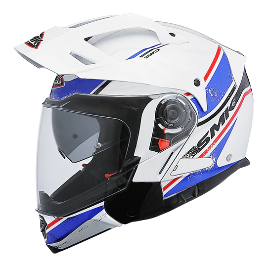 SMK Hybrid Evo Enduro Tide Gloss White Blue (GL152) Helmet