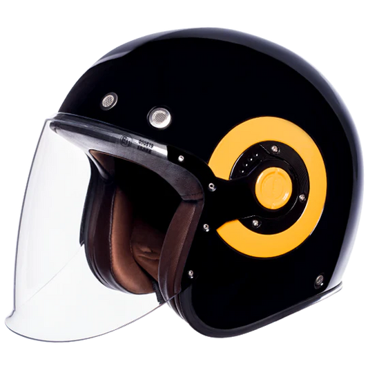 SMK Retro Jet Black Yellow Gloss (GL240) Helmet