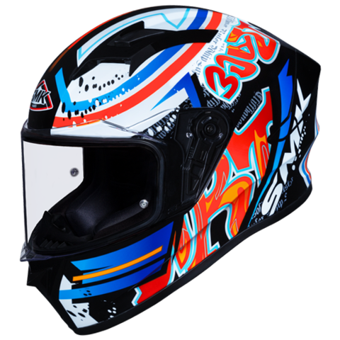 SMK STELLAR GRAFFITI BLACK RED ORANGE (GL237) HELMET