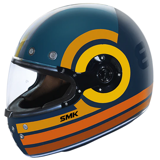 SMK Retro Ranko Blue Orange Yellow Gloss (GL574) Helmet