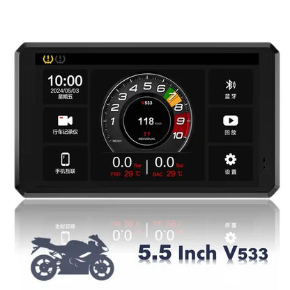 S2 Elite 5.5 inch Motorcycle Navigation Android Auto Carplay with GPS Camera and TPMS