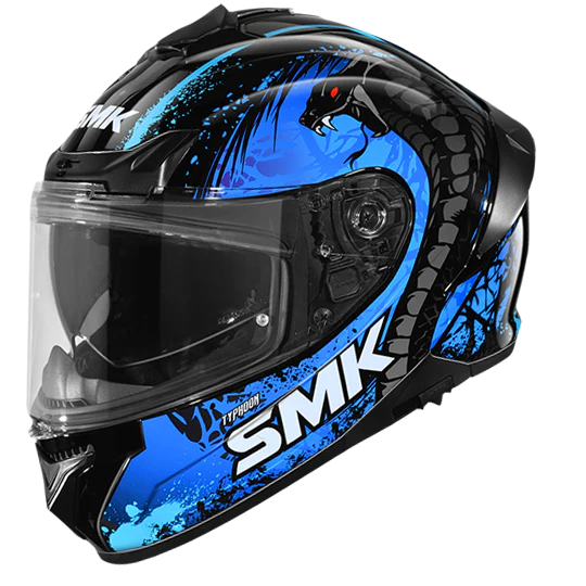 SMK Typhoon Reptile Black Blue Matt (MA255) Helmet