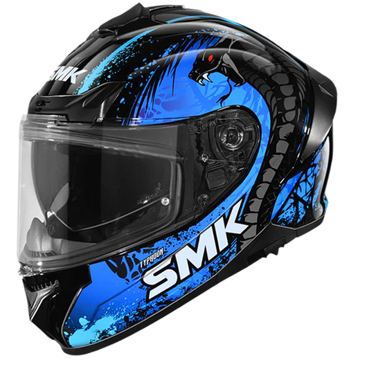 SMK Typhoon Reptile Black Blue Matt (MA255) Helmet