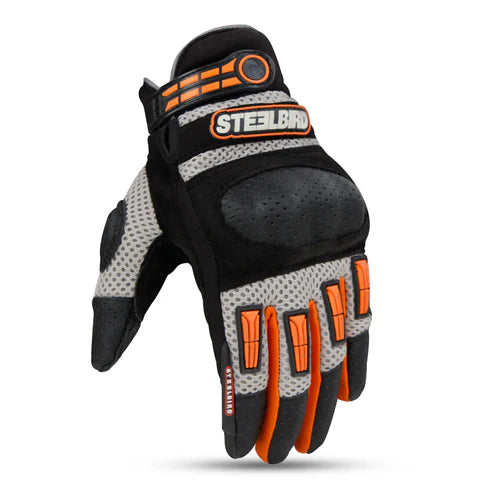 Steelbird Adventure A-1 Full Finger Riding Gloves (Orange)