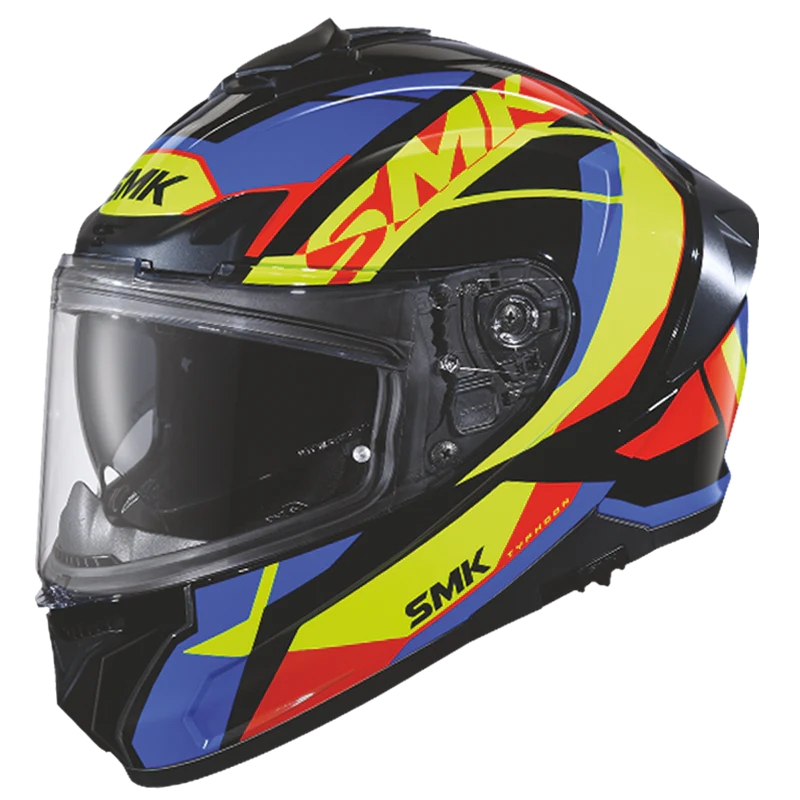 SMK Typhoon Style Gloss Black Blue Yellow (GL254) Helmet