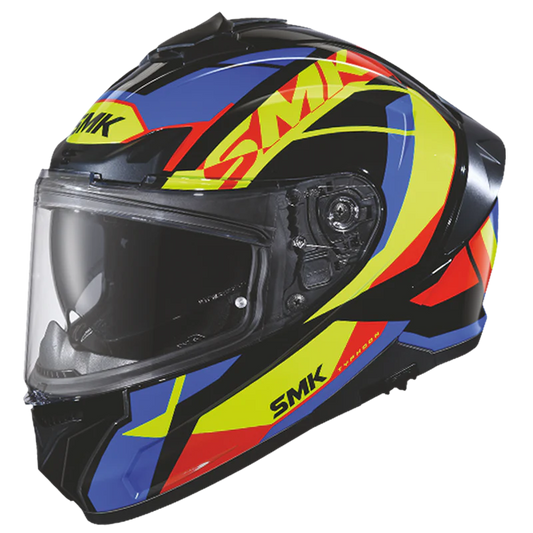 SMK Typhoon Style Gloss Black Blue Yellow (GL254) Helmet