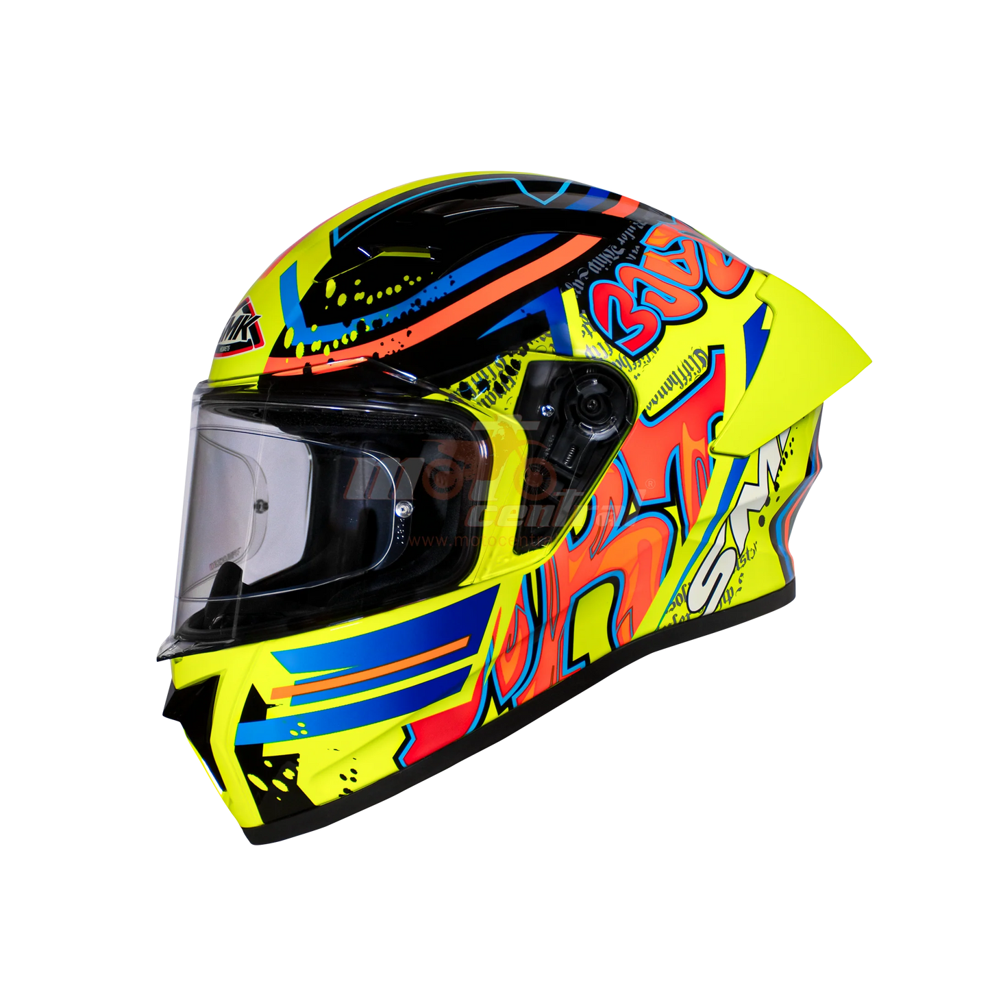 SMK Stellar Sports Graffiti Gloss Yellow Red Orange (GL437) Helmet