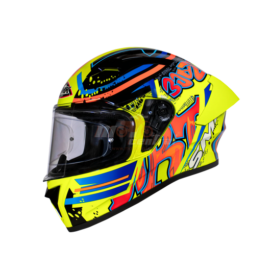 SMK Stellar Sports Graffiti Gloss Yellow Red Orange (GL437) Helmet