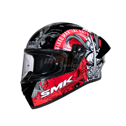 SMK Stellar Sports Samurai Gloss Black Grey Red (GL263) Helmet