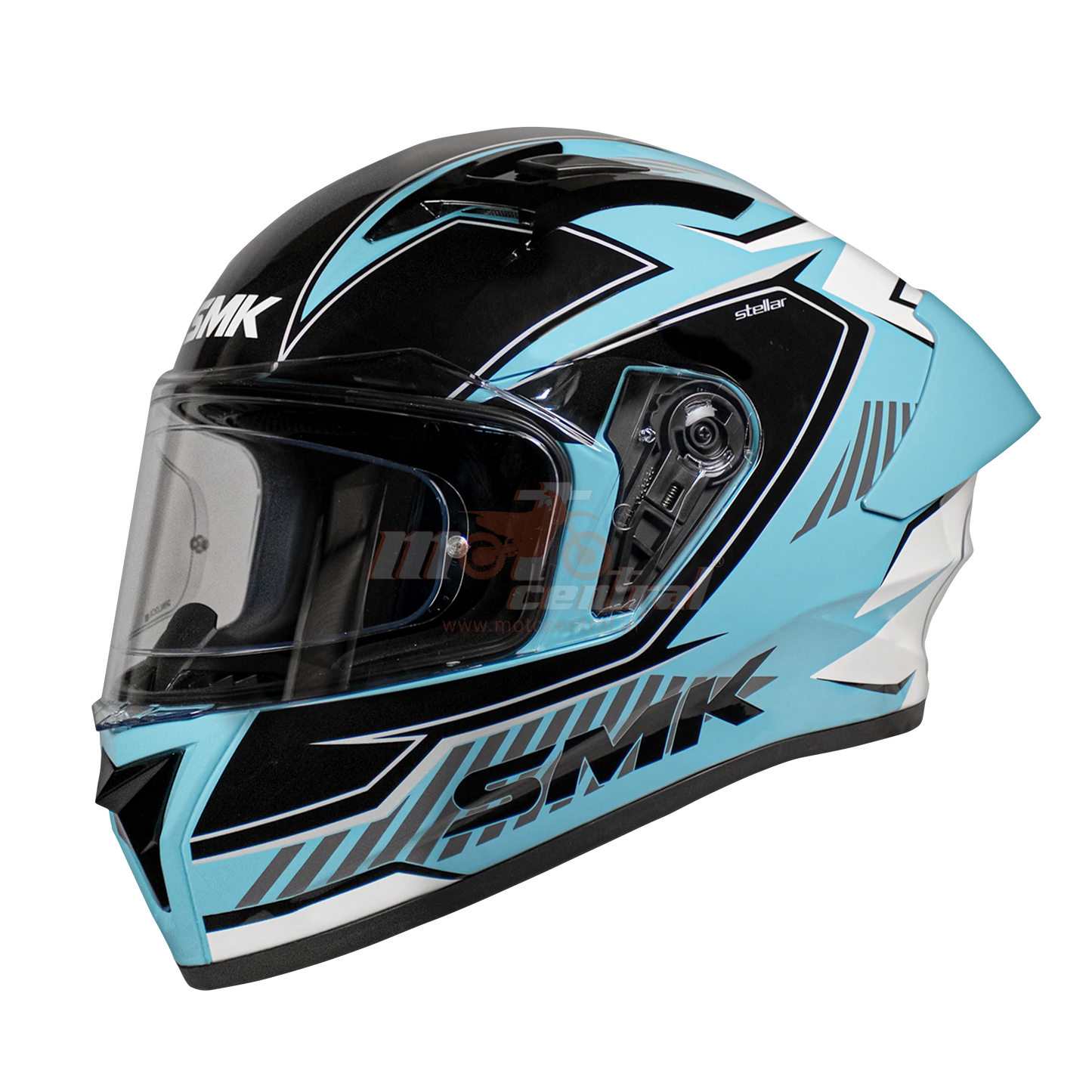 SMK Stellar Sports Adox Gloss Blue White Black (GL512) Helmet