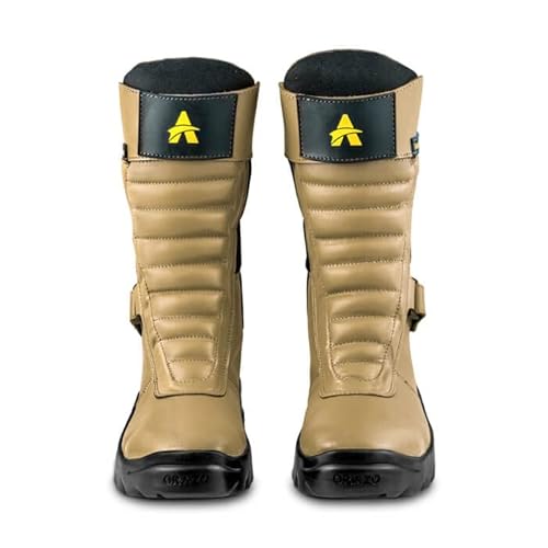 Orazo IBIS Trail Velcro Water Resistant Motorcycle Riding Boots (Camel)