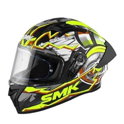 SMK Stellar Sports Turbo Matt Black Yellow (MA246) Helmet