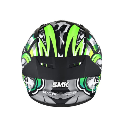 SMK Stellar Sports Turbo Matt Black Green Grey (MA286) Helmet