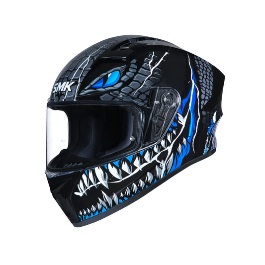 SMK Stellar Taotei Gloss Black Grey Blue (GL265) Helmet