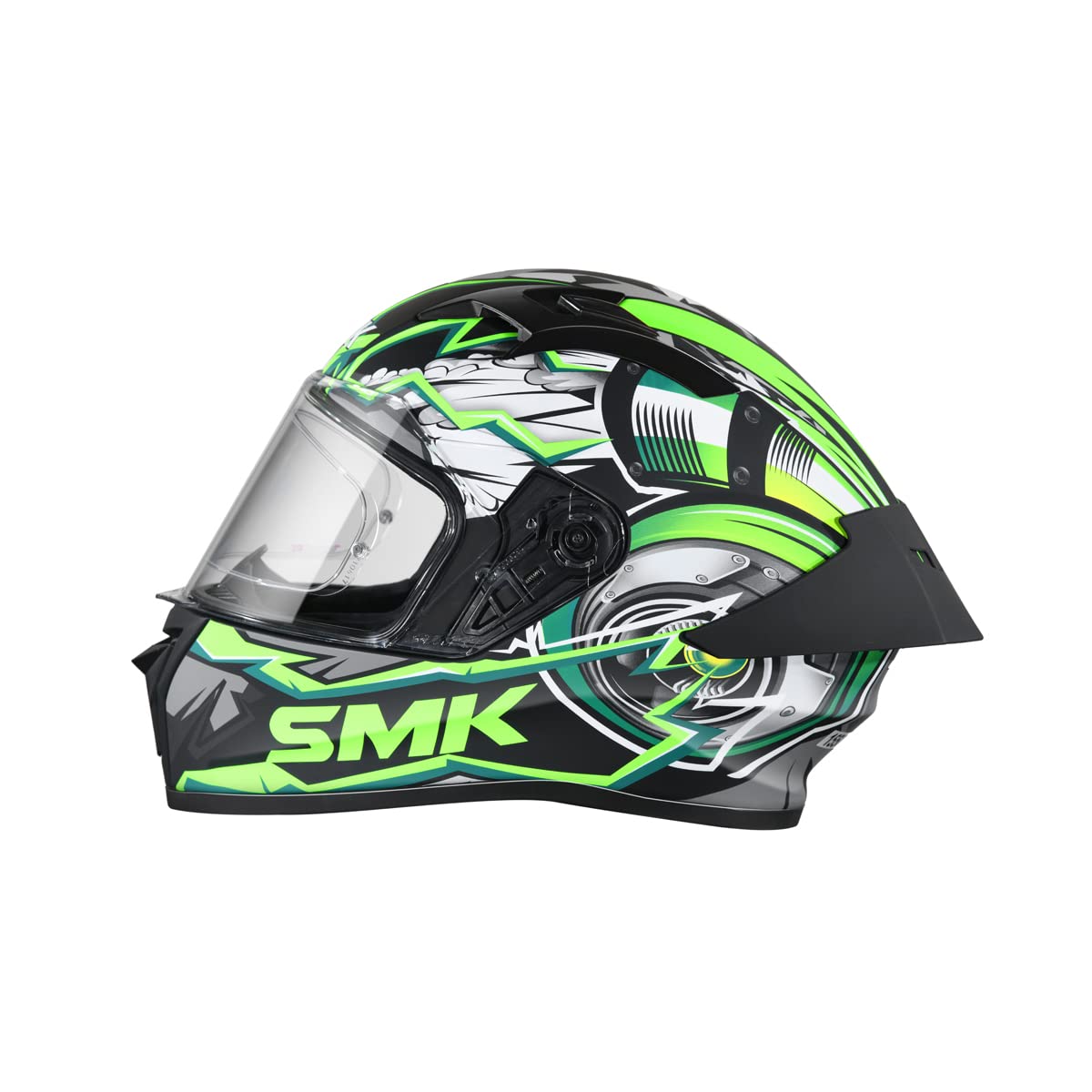 SMK Stellar Sports Turbo Matt Black Green Grey (MA286) Helmet