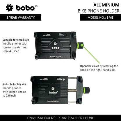 BOBO BM3 Claw-Grip Aluminum Bike / Cycle Phone Holder Motorcycle Mobile Mount