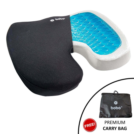 BOBO Gel Enhanced Memory Foam Seat Cushion â€“ Orthopedic Coccyx (Tailbone) Cushion for Back Pain Relief â€“ Sciatica Pillow for Office Chair, Car Seat & Travel