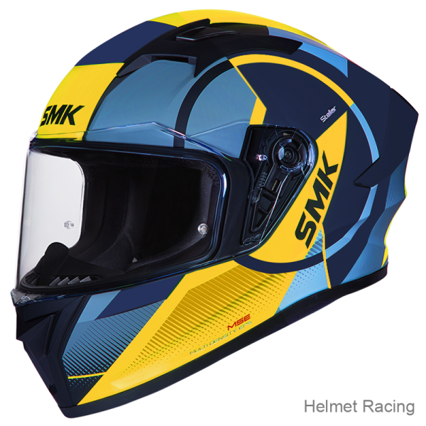 SMK Stellar Sports Faro Matt Blue Yellow (MA554) Helmet