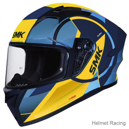 SMK Stellar Sports Faro Matt Blue Yellow (MA554) Helmet