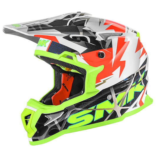 SMK Allterra Fulmine White Orange Yellow Gloss (GL174) Helmet