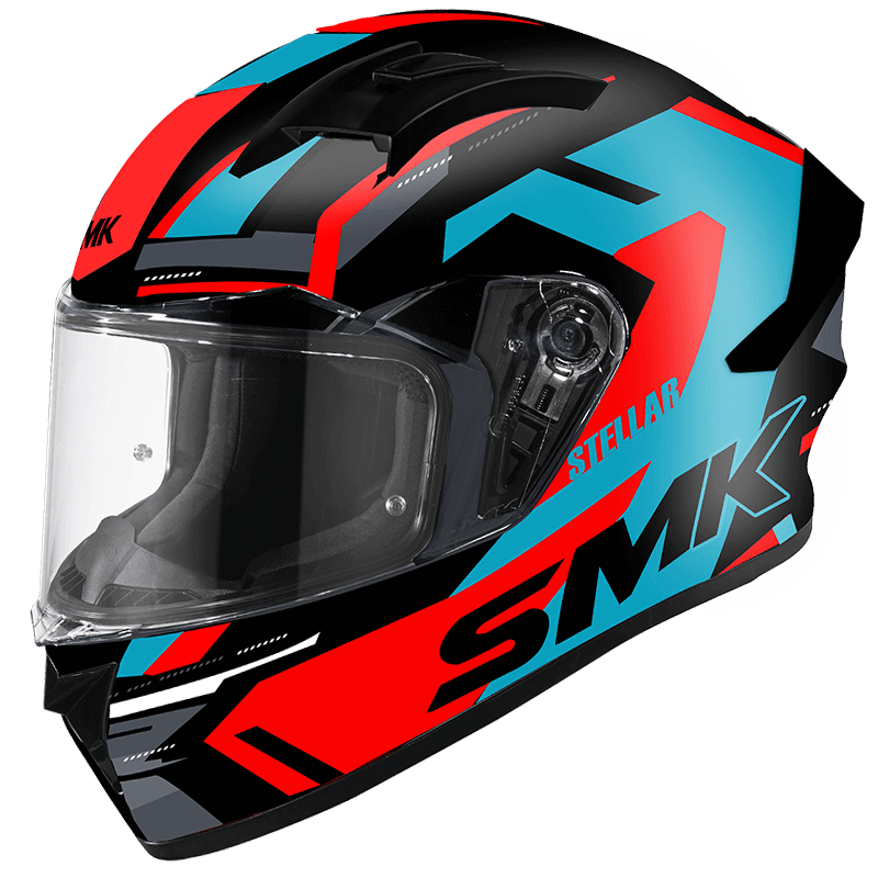 SMK Stellar Sports K Power Gloss Black Blue Red (GL253) Helmet