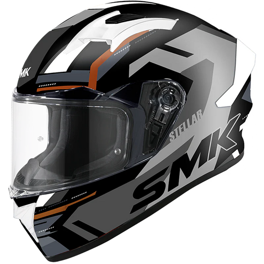 SMK Stellar Sports K Power Matt Black Grey Orange (MA267) Helmet