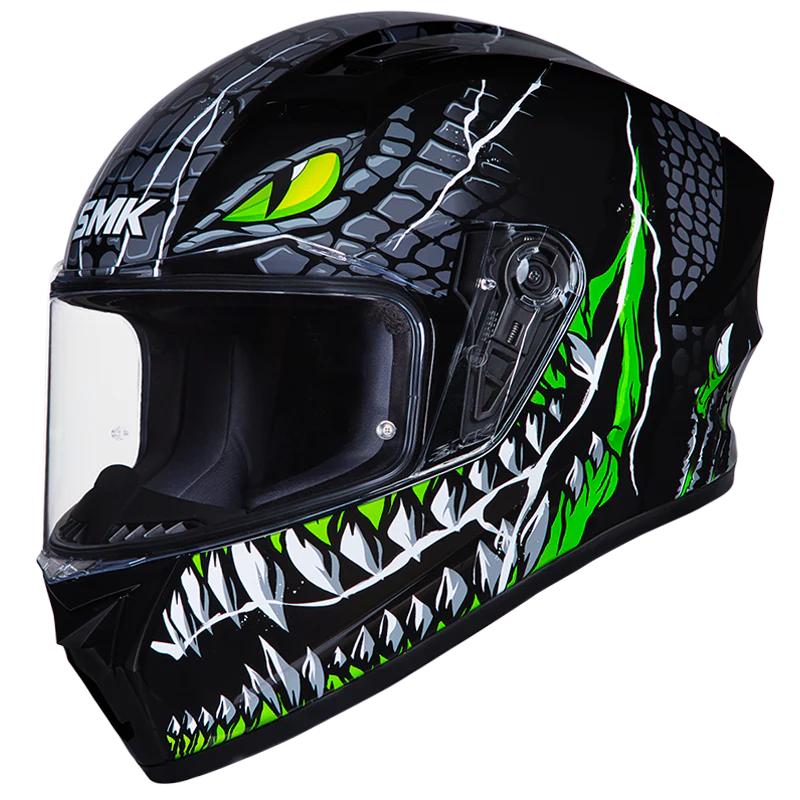 SMK Stellar Sports Taotei Gloss Black Grey Green (GL268) Helmet