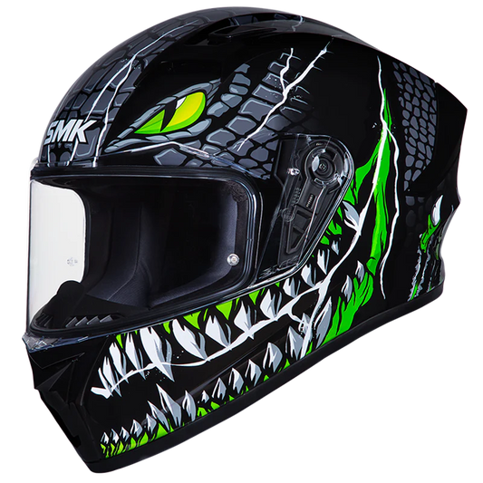 SMK Stellar Sports Taotei Gloss Black Grey Green (GL268) Helmet