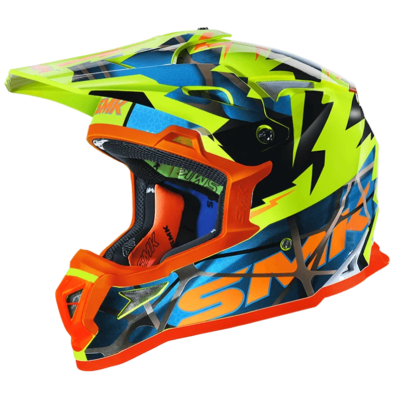 SMK Allterra Fulmine Blue Orange Yellow Matt (MA457) Helmet