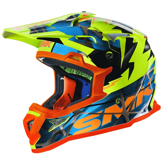 SMK Allterra Fulmine Blue Orange Yellow Gloss (GL457) Helmet