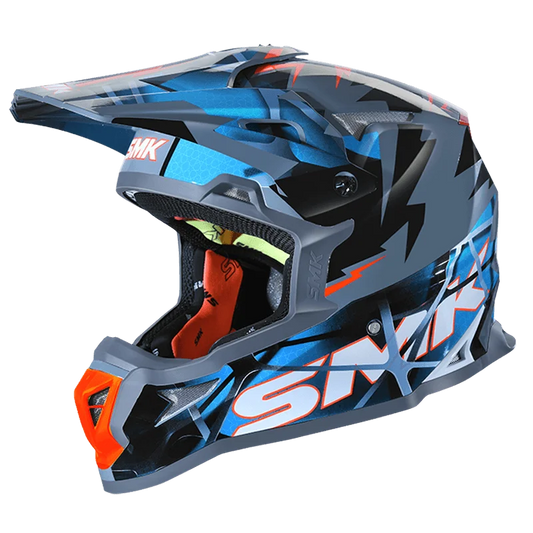 SMK Allterra Fulmine Grey Blue White Matt (MA651) Helmet