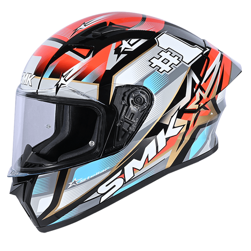 SMK Stellar Sports Uno Gloss Black Grey Red (GL263) Helmet