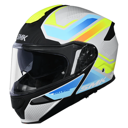 SMK Gullwing Supertour Grey Blue Yellow Gloss (GL654) Helmet