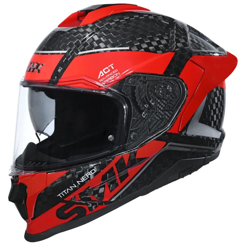 SMK Titan Carbon Nero Gloss Black Red Grey (GL236) Helmet