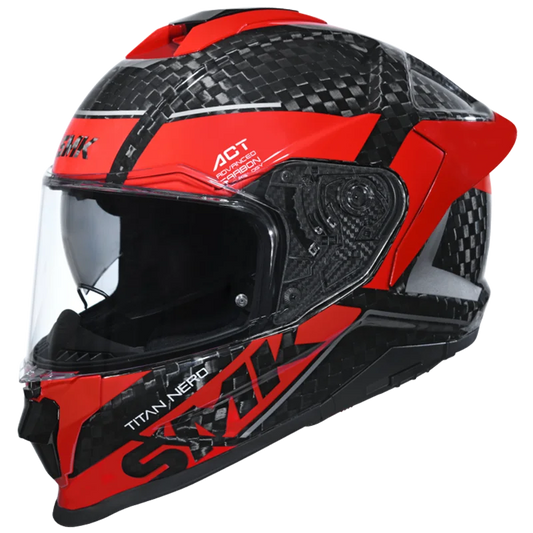 SMK Titan Carbon Nero Gloss Black Red Grey (GL236) Helmet