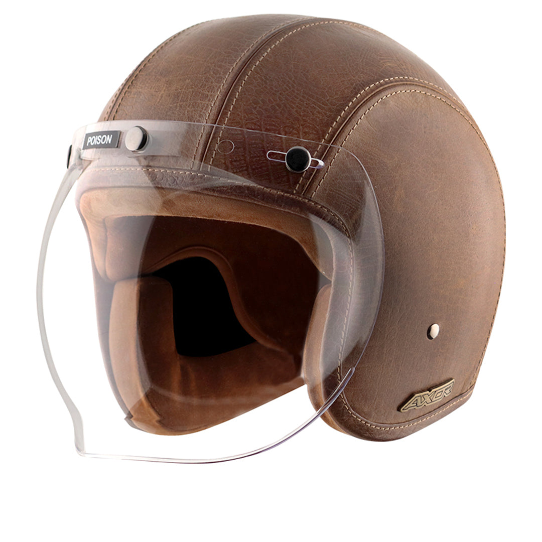 Axor Retro Jet Leather Helmet POISONCOCO BROWN