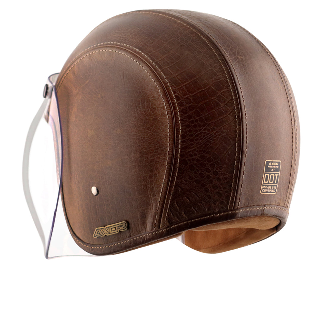 Axor Retro Jet Leather Helmet POISONCOCO BROWN