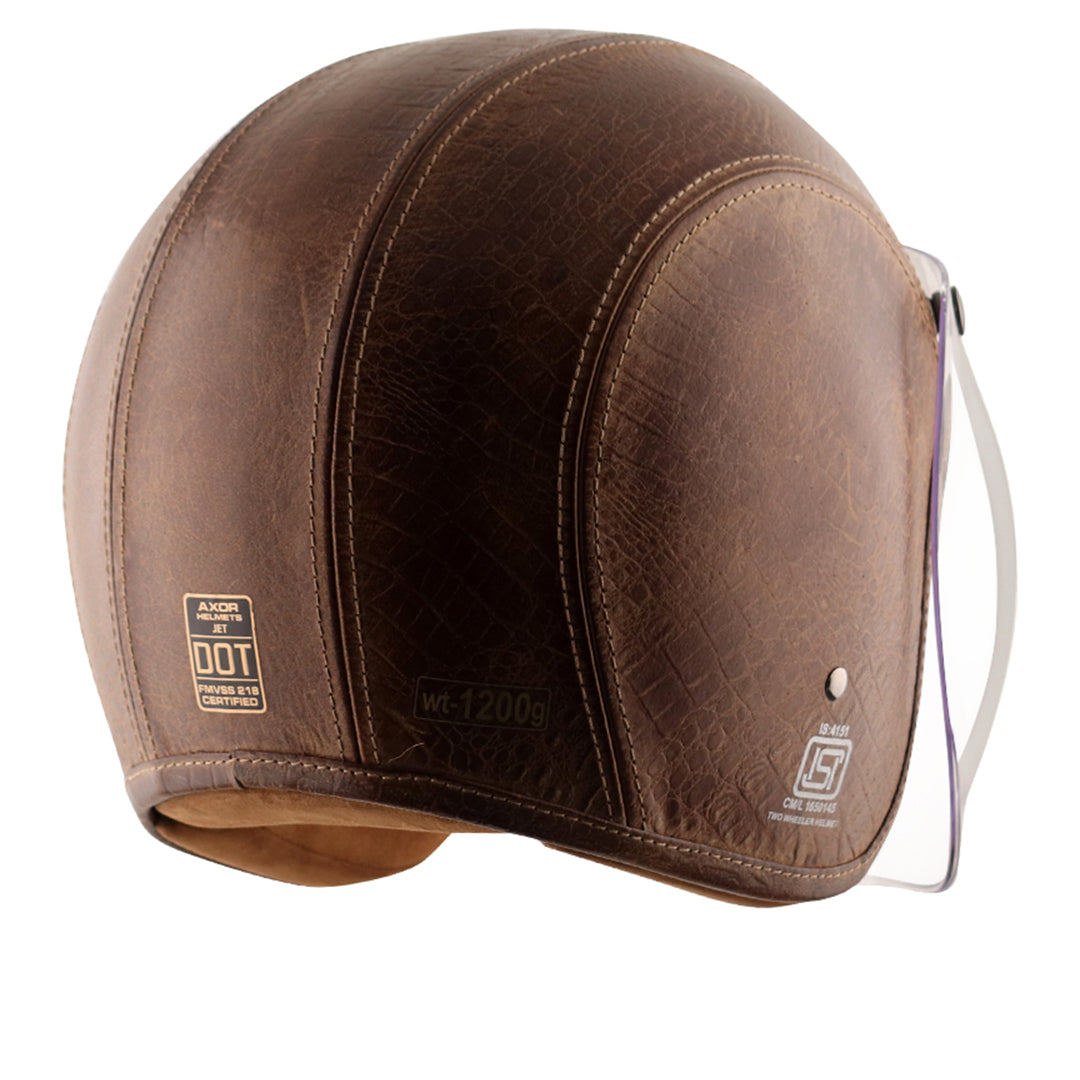 Axor Retro Jet Leather Helmet POISONCOCO BROWN