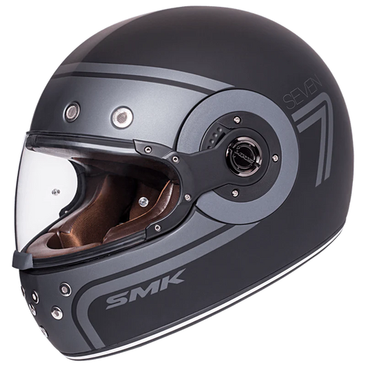 SMK Retro Seven Matt Black Grey (MA260) Helmet