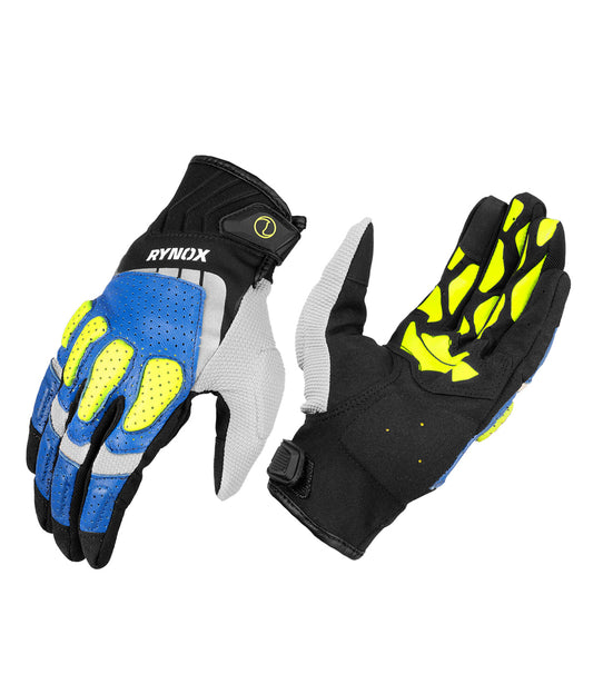 RIDGE PRO OFFROAD GLOVES - Blue Hi-Viz Green