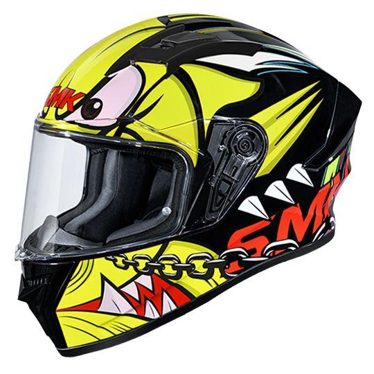 SMK Stellar Monster Glossy Yellow & Black Helmet – GL243