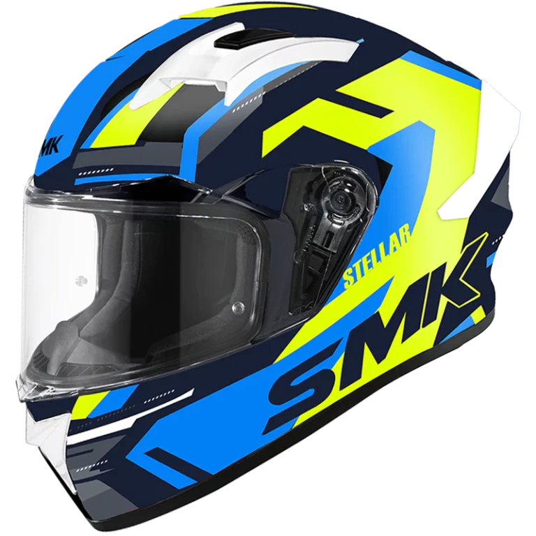 SMK Stellar Sports K Power Gloss Black Yellow Blue (GL245) Helmet