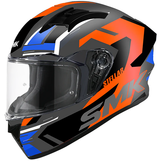 SMK Stellar Sports K Power Gloss Grey Red Blue (GL635) Helmet