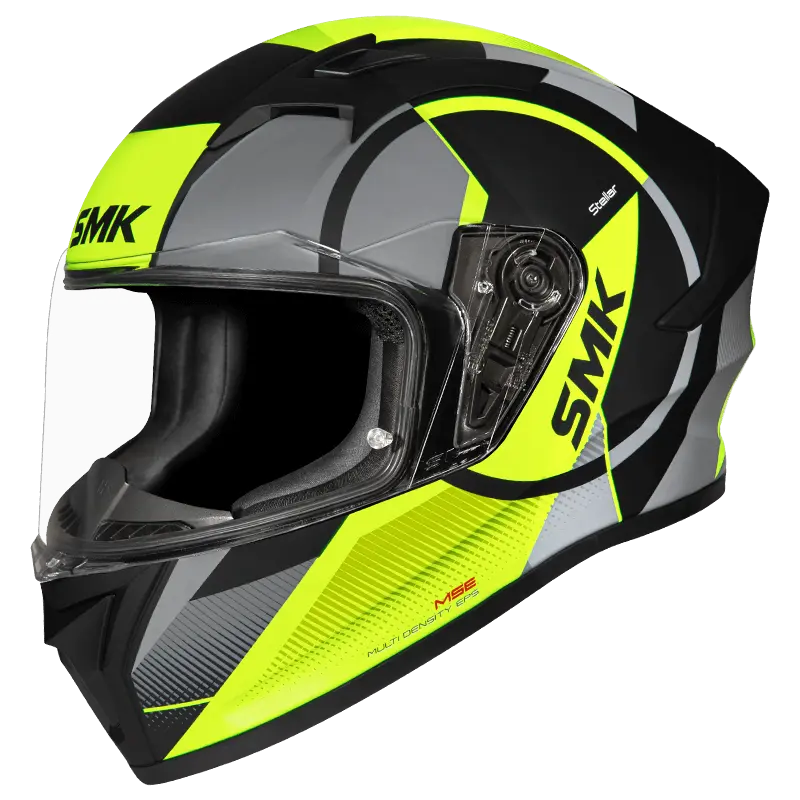 SMK Stellar Sports Faro Matt Black Green Yellow (MA264) Helmet