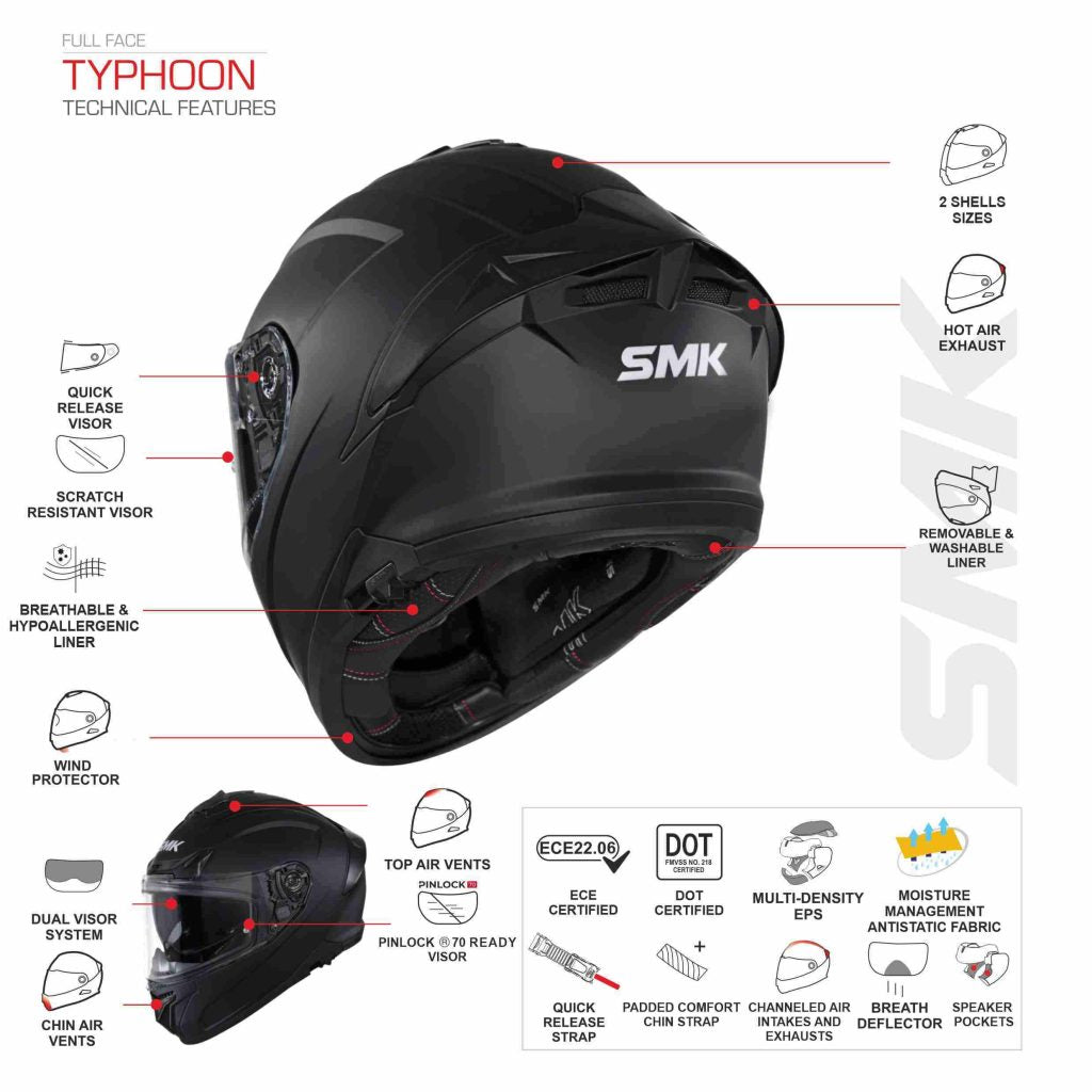 SMK Typhoon Reptile Black Blue Matt (MA255) Helmet