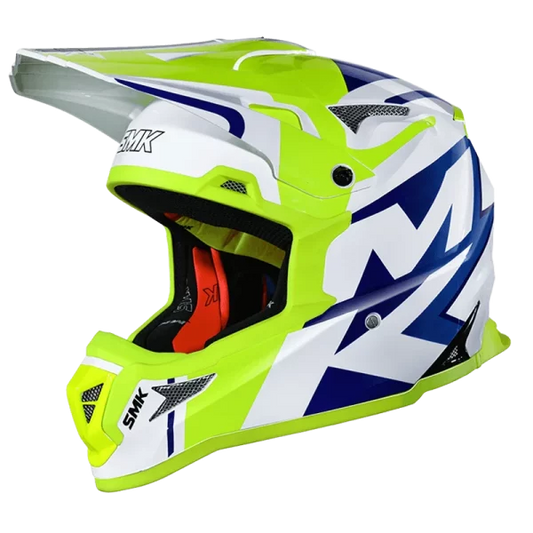 SMK Allterra X-Power Yellow White Blue Gloss (GL154) Helmet