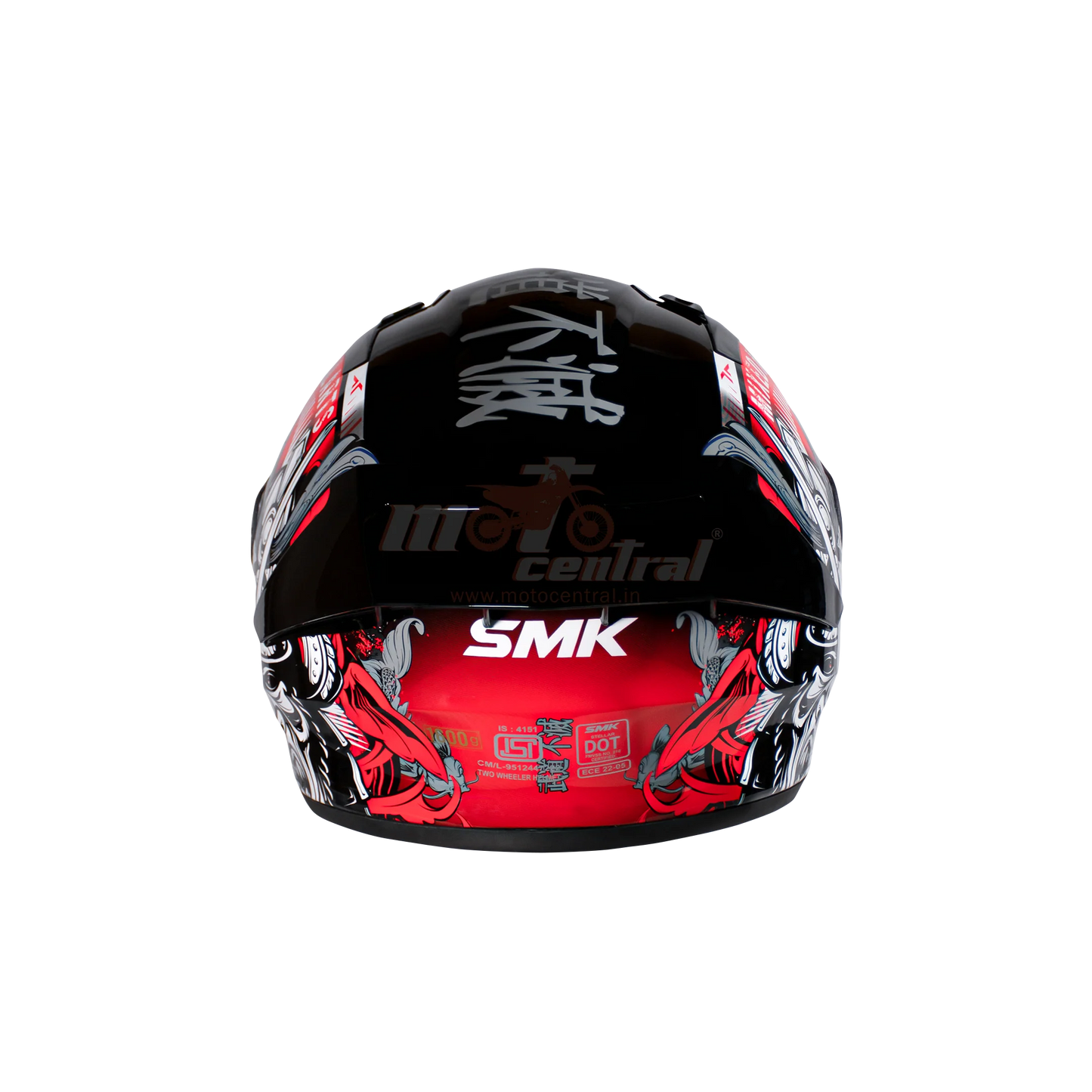 SMK Stellar Sports Samurai Gloss Black Grey Red (GL263) Helmet