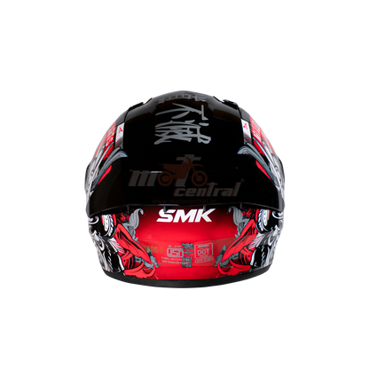 SMK Stellar Sports Samurai Gloss Black Grey Red (GL263) Helmet