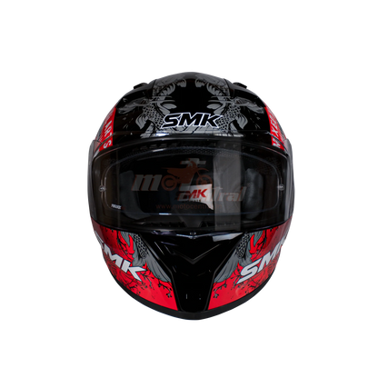 SMK Stellar Sports Samurai Gloss Black Grey Red (GL263) Helmet