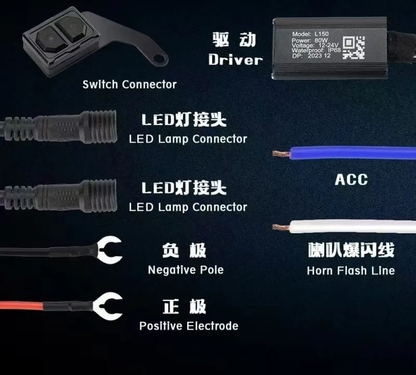 LBC MOTO P100 Auxiliary Driving Light Dual color 80W with Wireless Switch Relay and mounts (All Included)